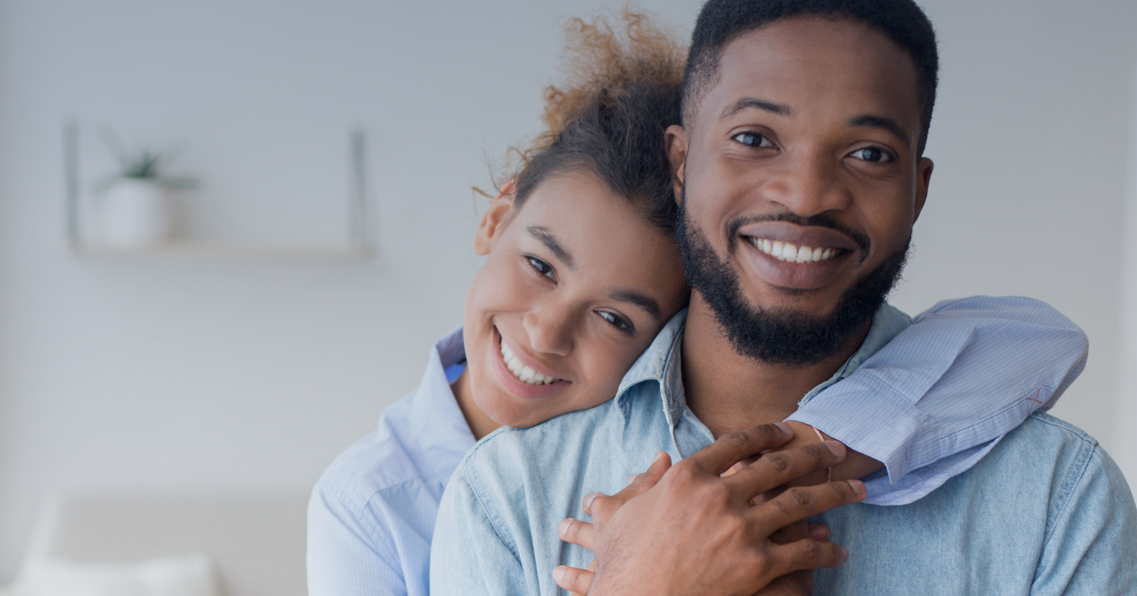 Attractive couple embracing 