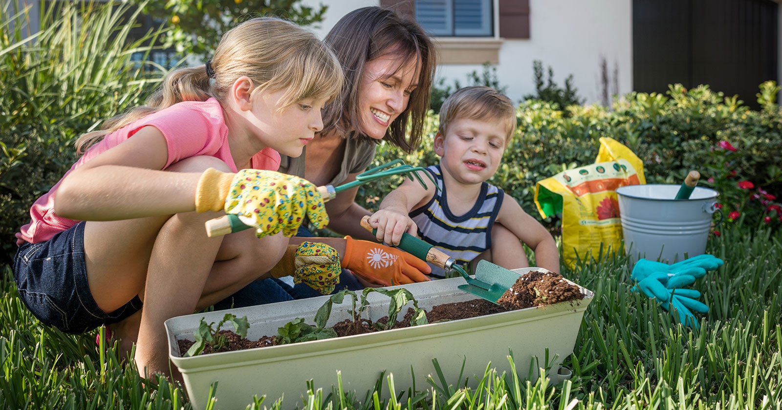 Family in Garden