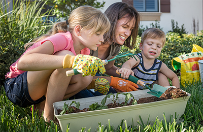 Family in Garden